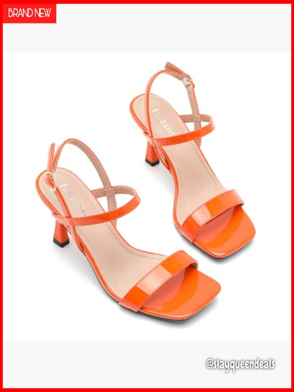 Strappy Kitten Heeled Sandals Square Open Toe Slingback Dress Shoes Summer - Picture 7 of 7